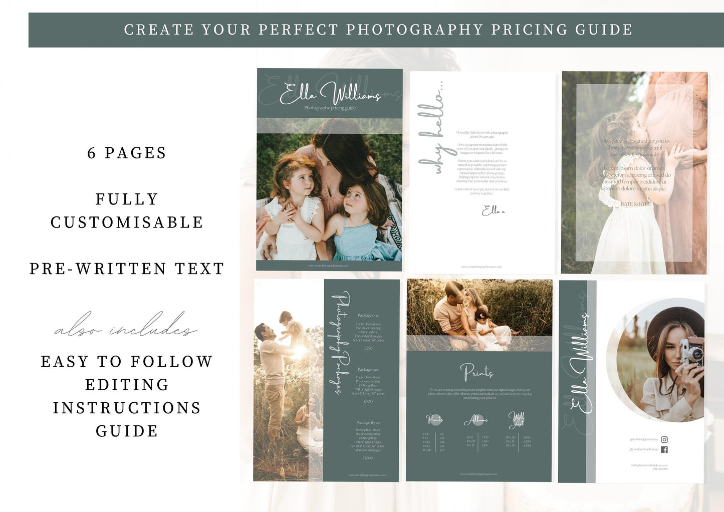 Photography Pricing guide -  Welcome guide - Template for Photographers - Photographer Templates - Photography Guide - Digital Download