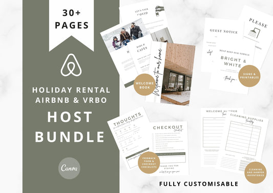 Welcome Book Template, Airbnb Superhost Welcome Guide, Host House signs, Signage, VRBO Vacation Rental, Serene Sage