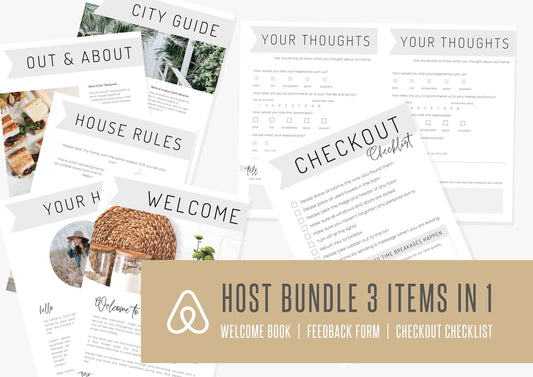 Host Bundle | Welcome Book | Checklist | Feedback Form | Welcome Guide |  VRBO | Guest Book Template |AirBnb | Vacation Rental | Moonstone