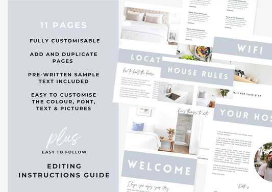 Host Bundle | Welcome Book | Checklist | Feedback Form | Welcome Guide |  VRBO | Guest Book Template |AirBnb | Vacation Rental | Misty Grey