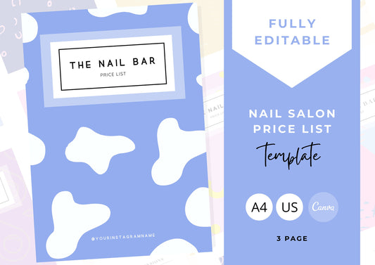 Nail Salon Services Pricing Menu | Pricing Guide | Nail Salon Template | Brochure Template | Business Template |Milk Cloud