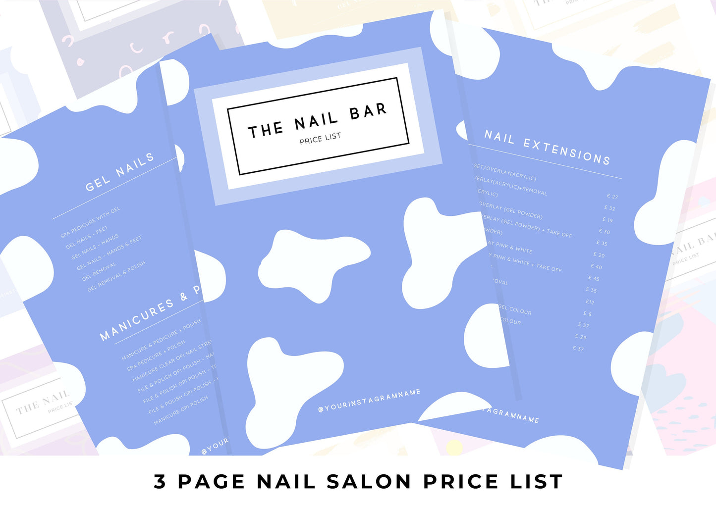 Nail Salon Services Pricing Menu | Pricing Guide | Nail Salon Template | Brochure Template | Business Template |Milk Cloud