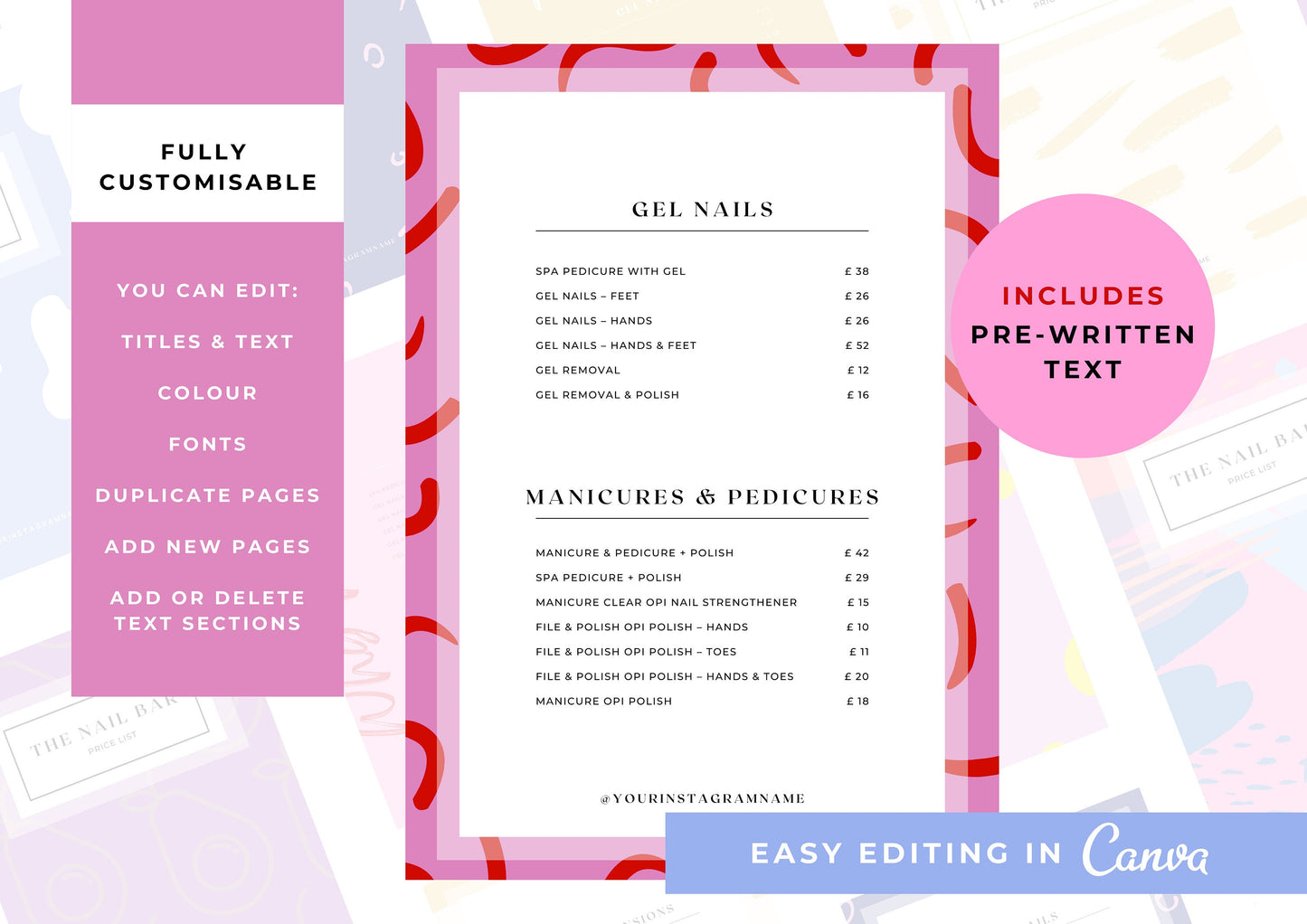 Nail Salon Services Pricing Menu | Pricing Guide | Nail Salon Template | Brochure Template | Business Template | Very Cherry