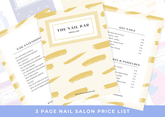 Nail Salon Services Pricing Menu | Pricing Guide | Nail Salon Template | Brochure Template | Business Template | Sunshine Sherbet