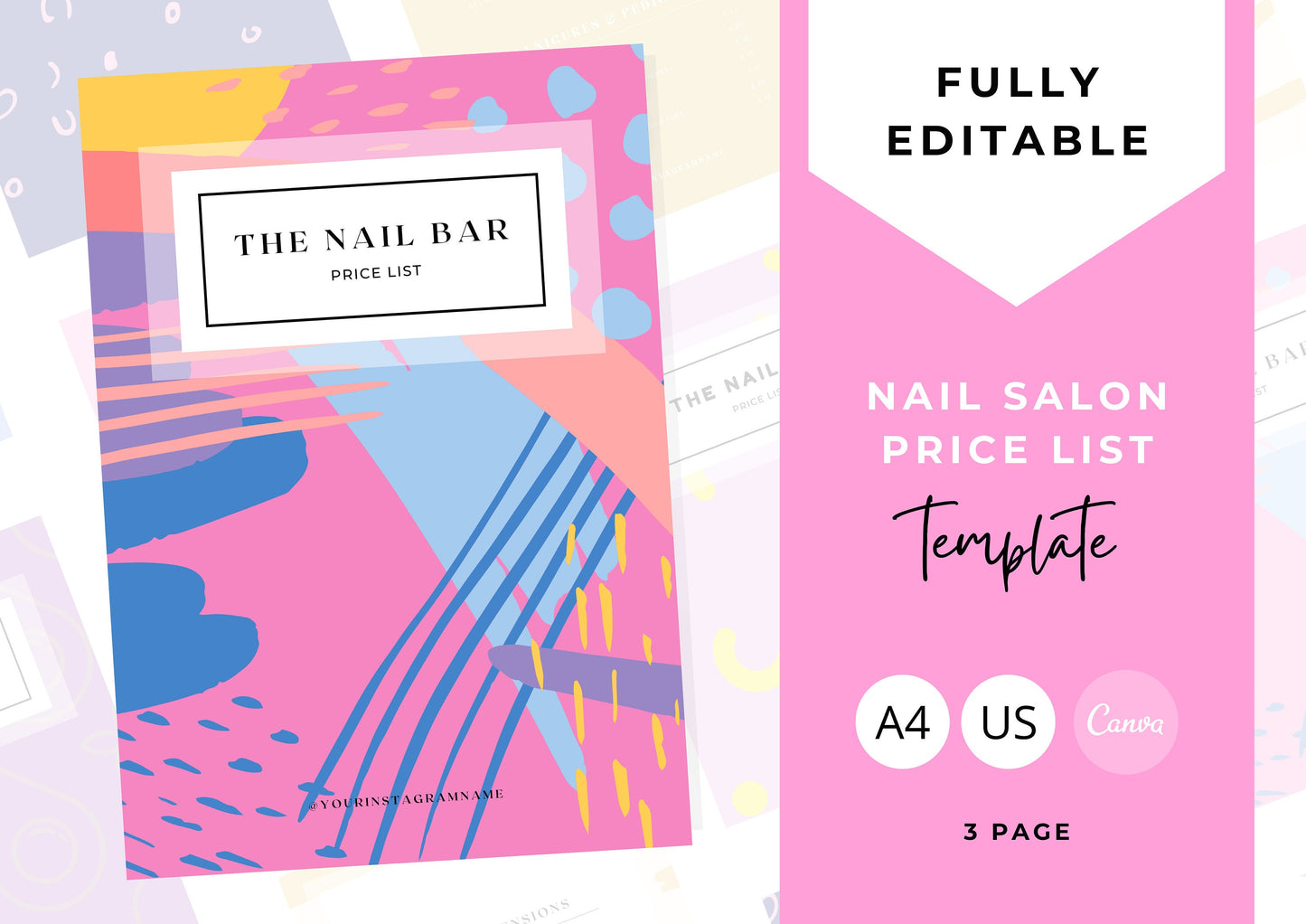 Nail Salon Services Pricing Menu | Pricing Guide | Nail Salon Template | Brochure Template | Business Template | Strawberry Cheesecake