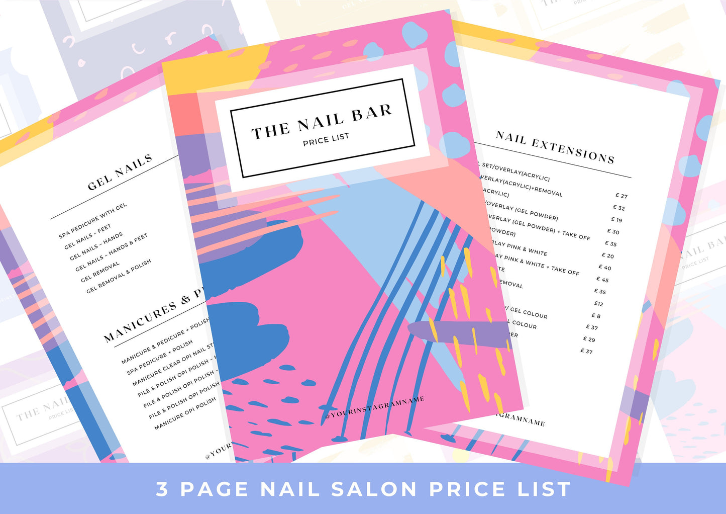 Nail Salon Services Pricing Menu | Pricing Guide | Nail Salon Template | Brochure Template | Business Template | Strawberry Cheesecake