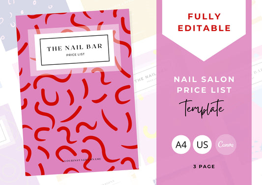 Nail Salon Services Pricing Menu | Pricing Guide | Nail Salon Template | Brochure Template | Business Template | Very Cherry