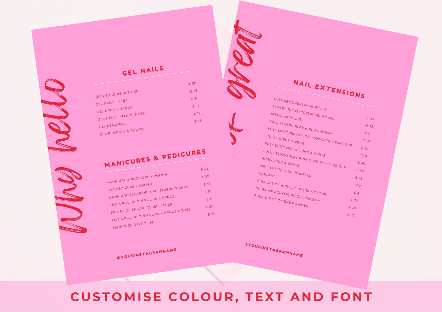 Nail Salon Services Pricing Menu | Pricing Guide | Nail Salon Template | Brochure Template | Business Template | Sugarplums