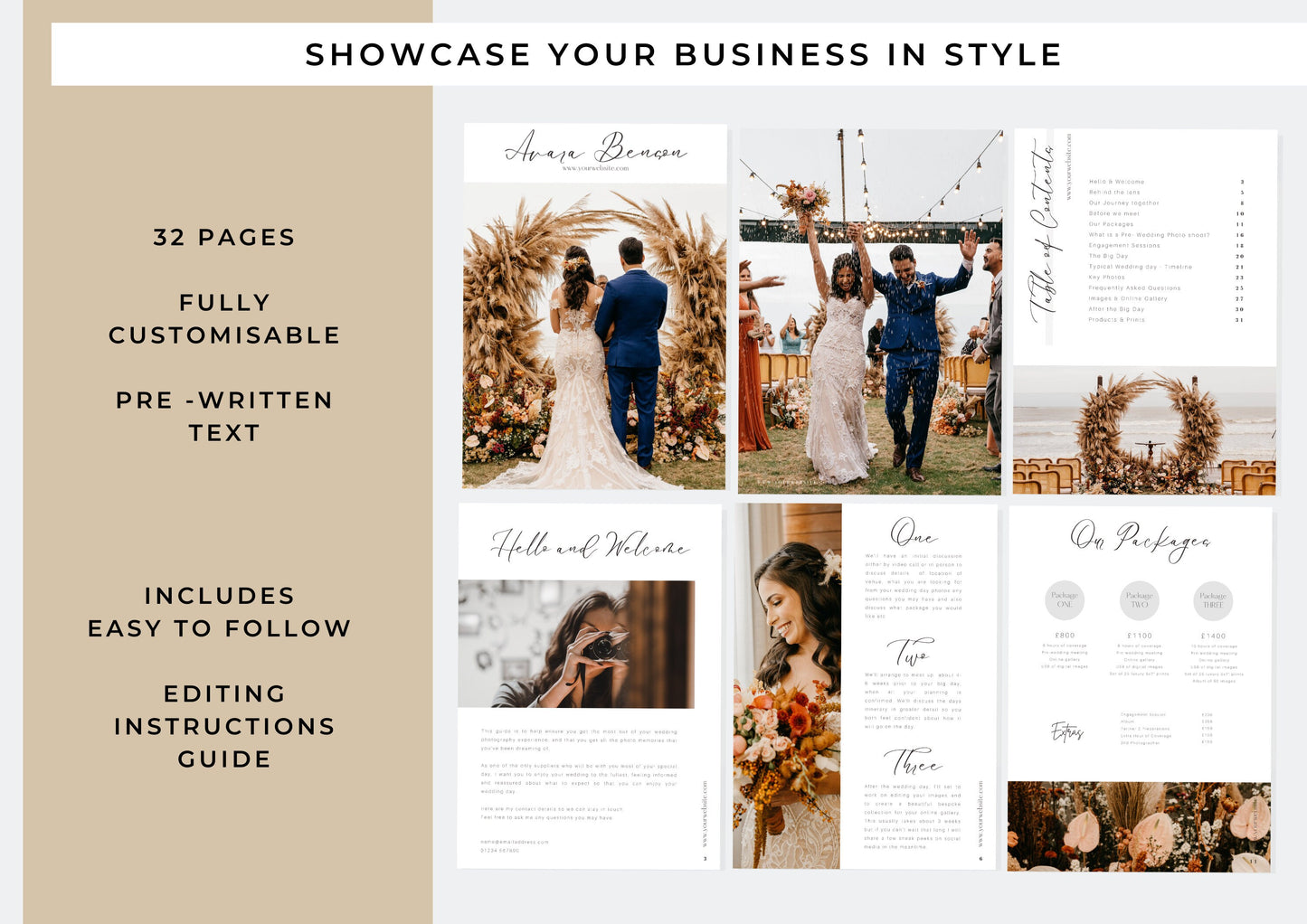 Photography pricing template|wedding photography|photography pricing guide|Photography Pricing & Portfolio Template Rustic