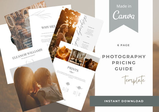 Photography Pricing guide -  Welcome guide for clients - Customisable Template for Photographers - Digital Download