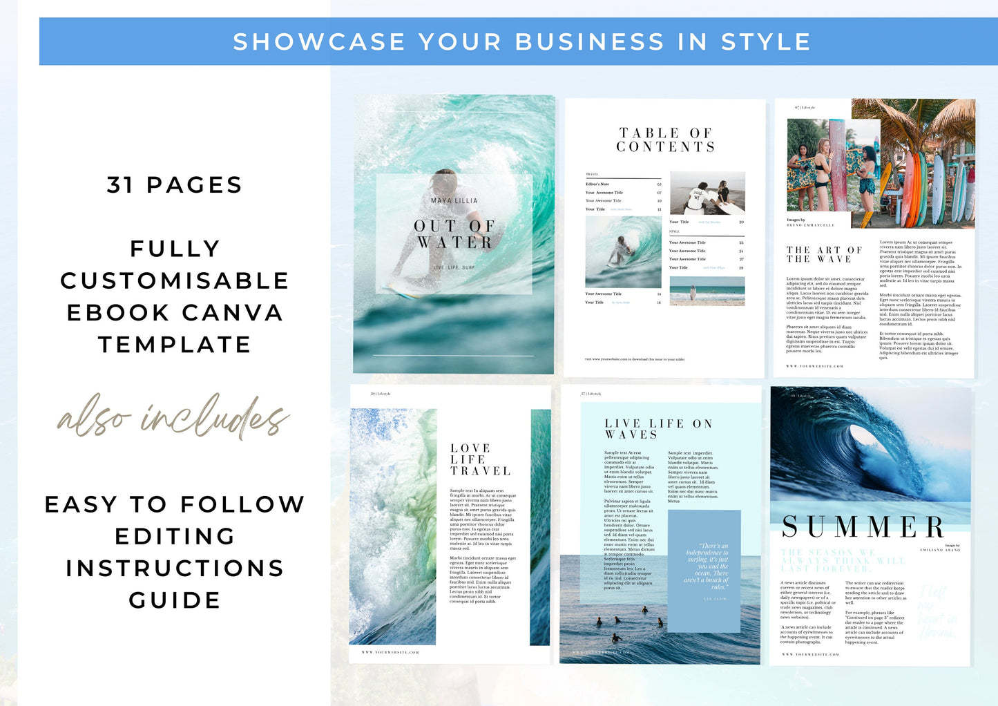 eBook Template|Portfolio Template|Brochure Template|Business Template|Magazine Template|Portfolio| Surf the Waves