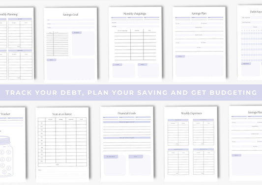 Debt and Finance Planner BUNDLE! Budget Planner, Printable Savings Planner, Debt, Bill, Spending, Income and Expenses Trackers A4 Thistle