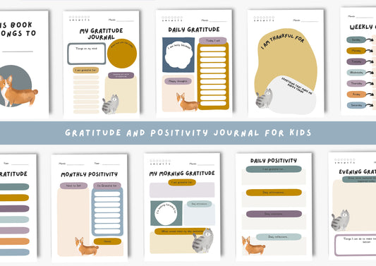 Gratitude Journal for kids, Positivity and Mindfulness Planner, Printable Journal, Cats and Dogs