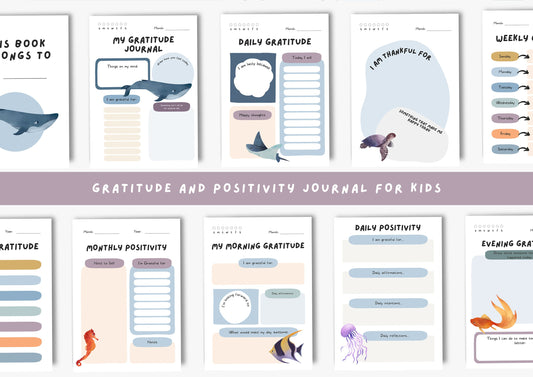 Gratitude Journal for kids, Positivity and Mindfulness Planner, Printable Journal, Under the Sea