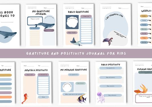 Gratitude Journal for kids, Positivity and Mindfulness Planner, Printable Journal, A4 Under the Sea