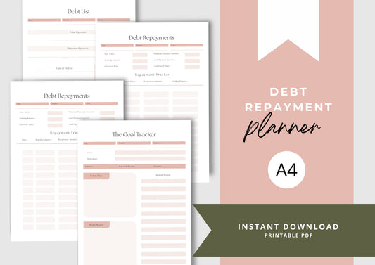 Debt Repayment Planner! A4 Debt Tracker, Printable Planner, Debt planning, Soft Petal