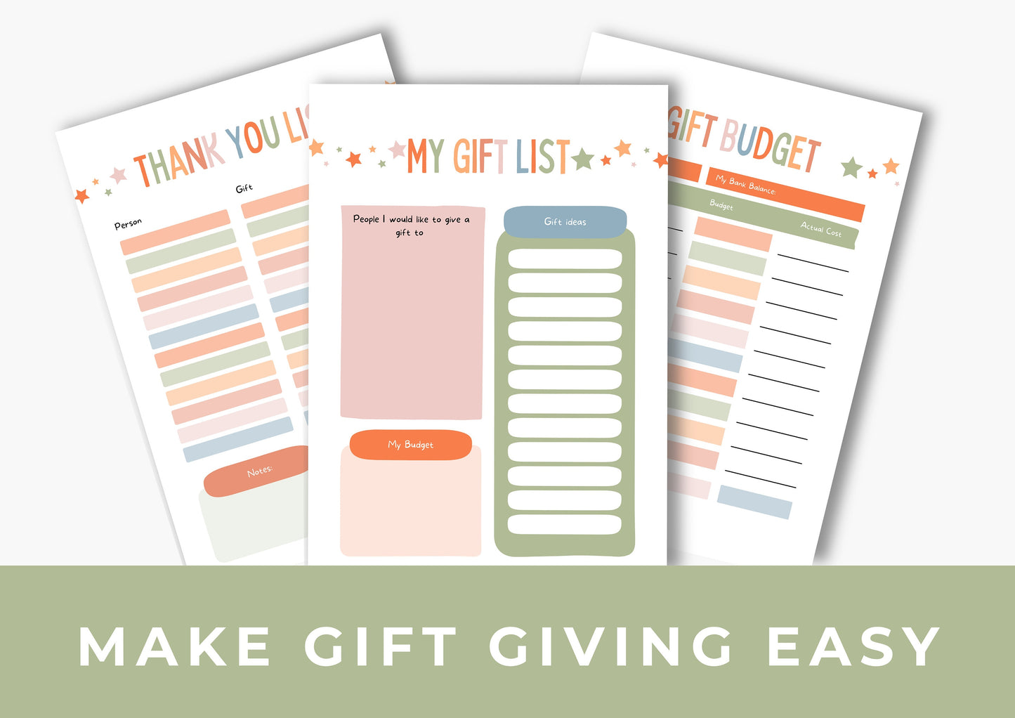 Wish List and Gift Planner, Gift Budget Planner Crumbles