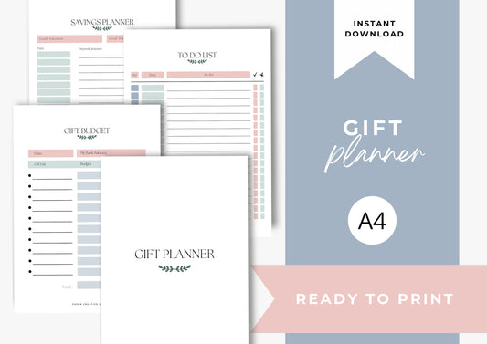 Gift Planner Printable, Gift Budgeting, A4, Gift Tracker, Gift List Printable Instant Download, 4.0