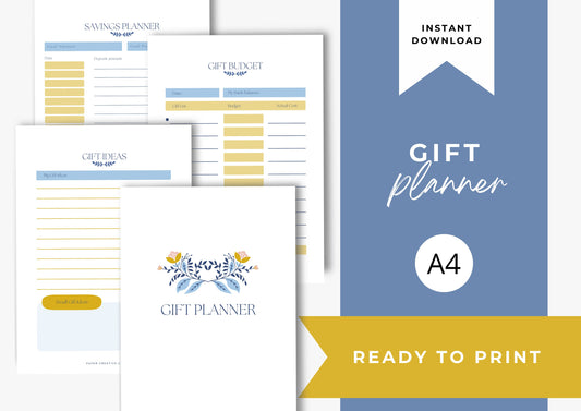 Gift Planner Printable, Gift Budgeting, A4, Gift Tracker, Gift List Printable Instant Download, Scandi Lemon