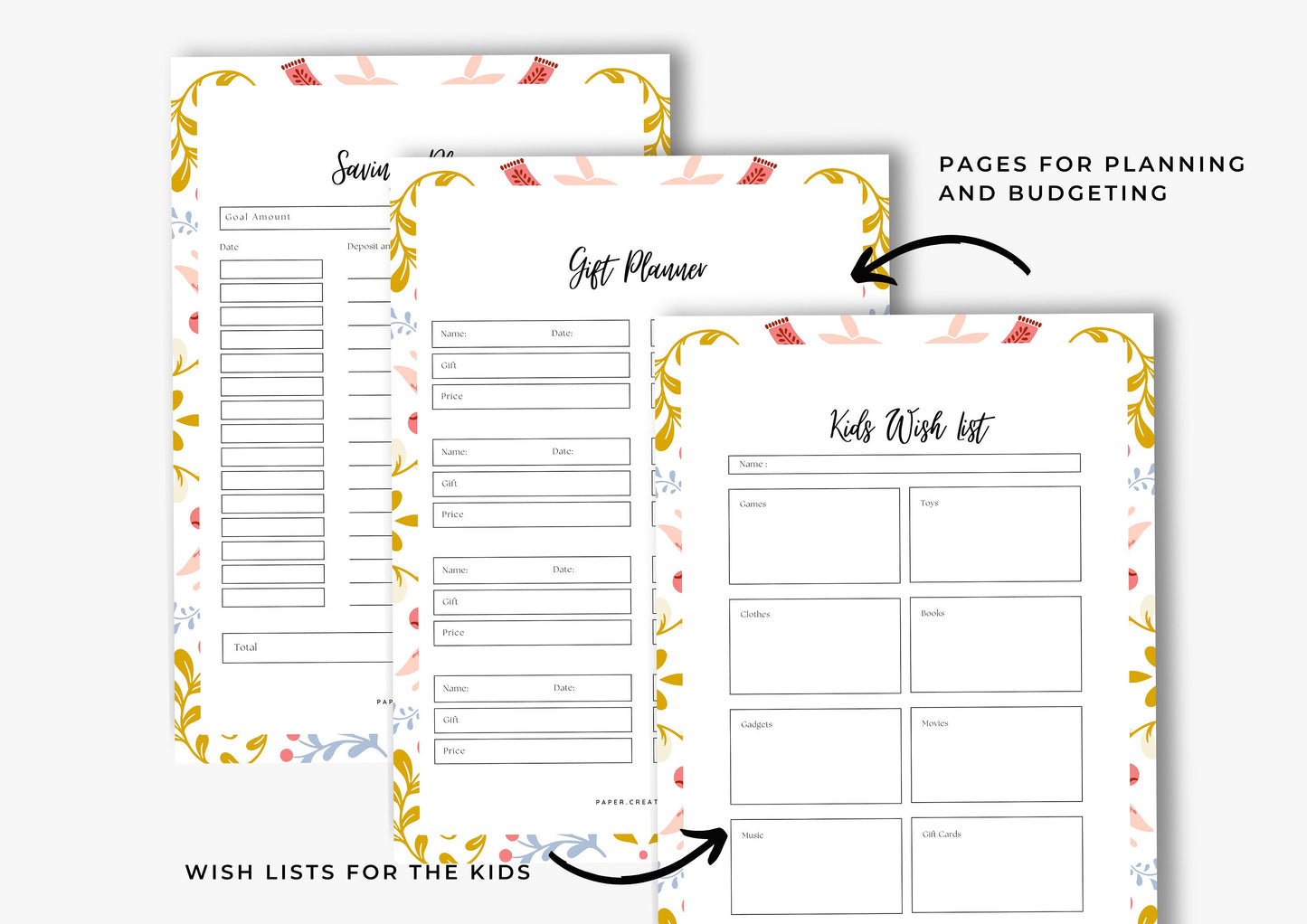 Gift Planner Printable, Gift Budgeting, Gift Tracker, Gift List Printable Instant Download, 8.0