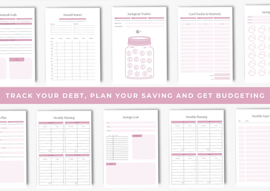 Debt and Finance Planner BUNDLE! Budget Planner, Printable Savings Planner, Debt, Bill, Spending, Income and Expenses Trackers, French Rose