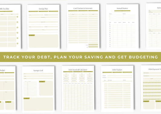 Debt and Finance Planner BUNDLE! Budget Planner, Printable Savings Planner, Debt, Bill, Spending, Income and Expenses Trackers, Lime