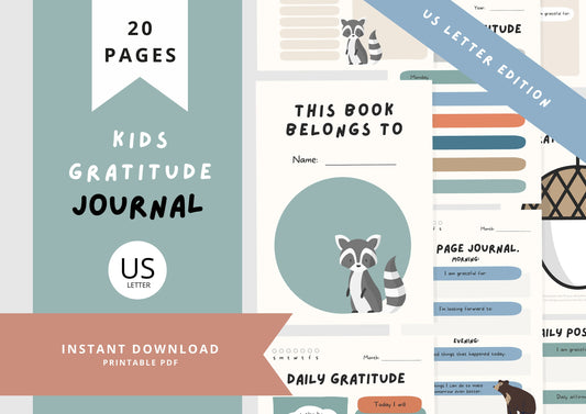 Gratitude Journal for kids, Positivity and Mindfulness Planner, Printable Journal, Into the forest