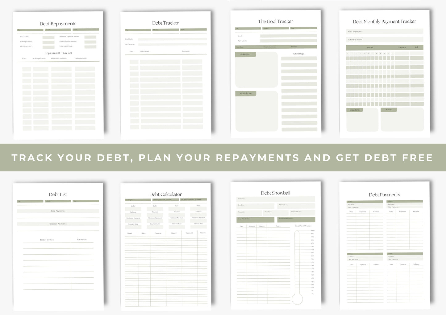 Debt Repayment Planner! A4 Debt Tracker, Printable Planner, Debt planning, Sage