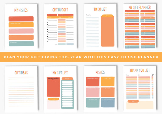 Wish List and Gift Planner, Gift Budget Planner Instant Download Tooti frutti