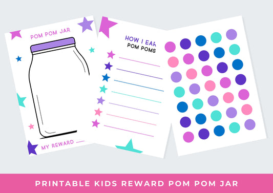 Kids Reward Pom Pom Jar printable , Cute Reward printable , Kids Reward Chart Printable INSTANT DOWNLOAD, Toddlers Reward Chart, Mermaid