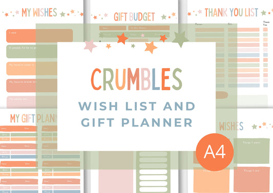 Wish List and Gift Planner, Gift Budget Planner Crumbles