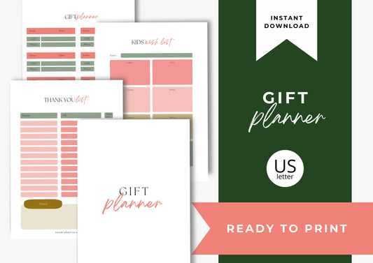 Gift Planner Printable, Gift Budgeting, Gift Tracker, Gift List Printable Instant Download, Cherry Blossom