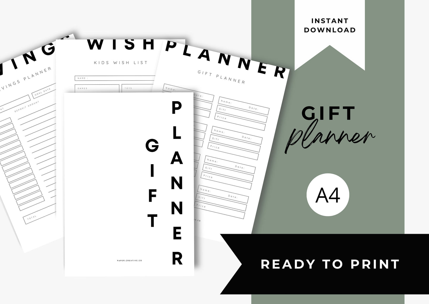 Gift Planner Printable, Gift Budgeting, Gift Tracker, Gift List Printable Modern Planner