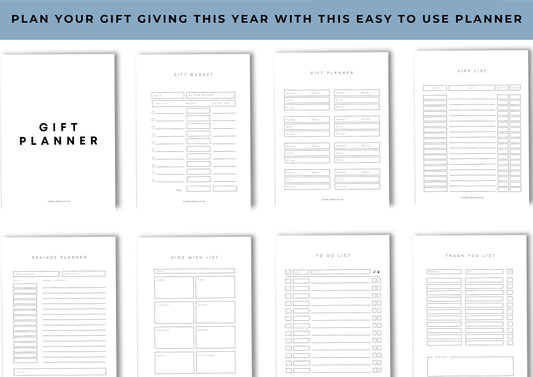 Gift Planner Printable, Gift Budgeting, Gift Tracker, Gift List Printable Instant Download, Modern and Minimal