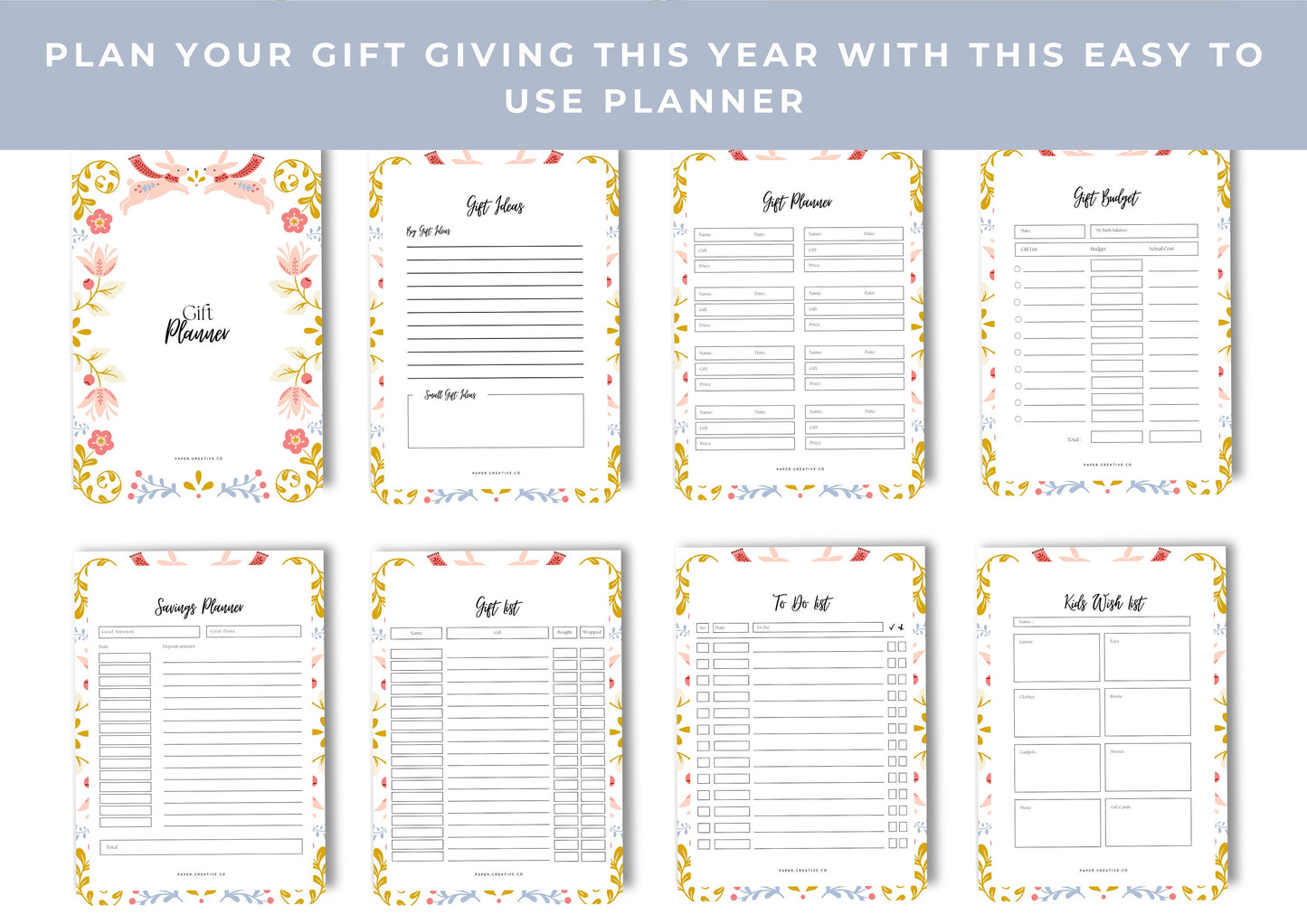 Gift Planner Printable, Gift Budgeting, Gift Tracker, Gift List Printable Instant Download, 8.0