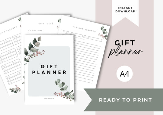 Gift Planner Printable, Gift Budgeting, Gift Tracker, Gift List Printable Instant Download, Eucalyptus