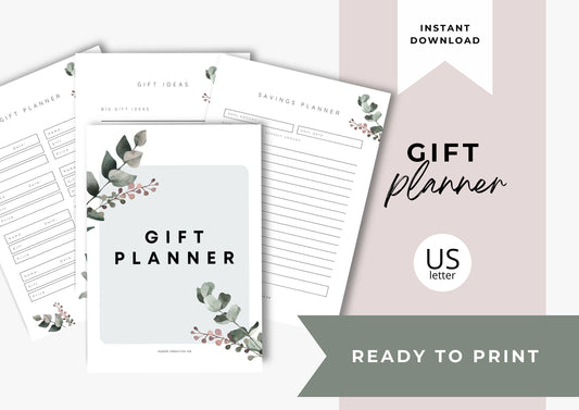 Gift Planner Printable, Gift Budgeting, Gift Tracker, Gift List Printable, Eucalyptus