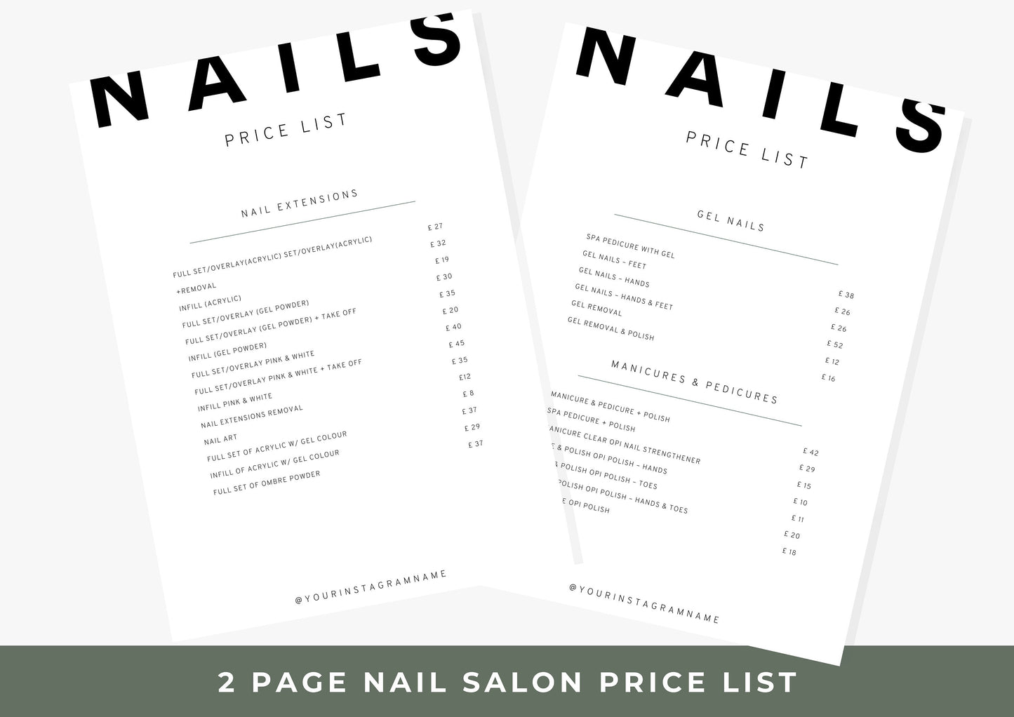 Nail Salon Services Pricing Menu | Pricing Guide | Nail Salon Template | Brochure Template | Business Template | Modern and Minimal