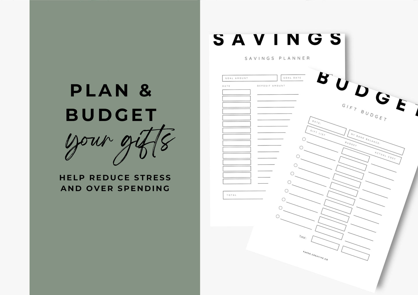 Gift Planner Printable, Gift Budgeting, Gift Tracker, Gift List Printable Modern Planner