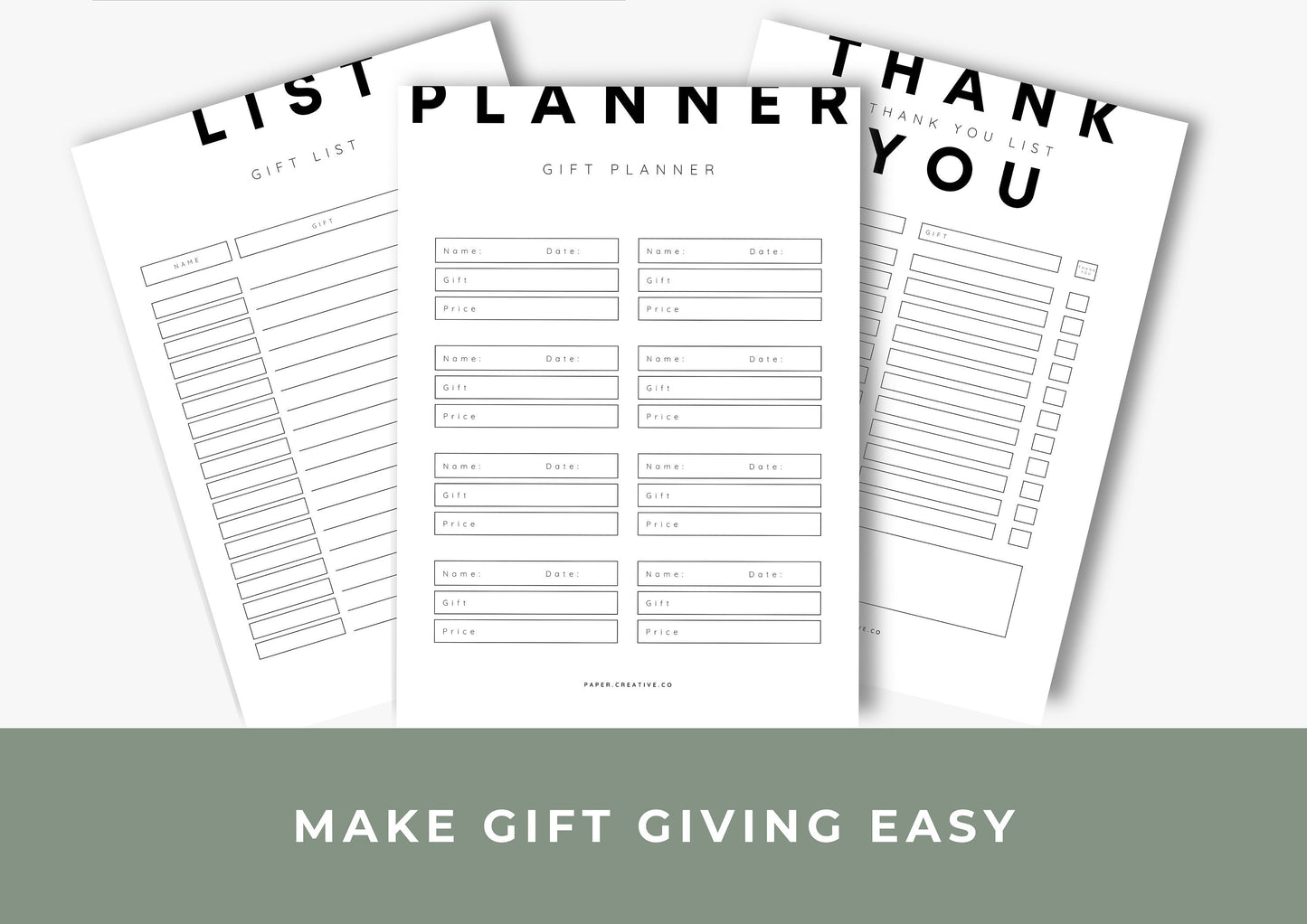 Gift Planner Printable, Gift Budgeting, Gift Tracker, Gift List Printable Modern Planner