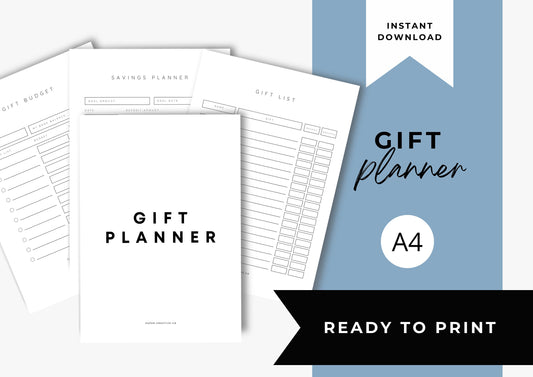 Gift Planner Printable, Gift Budgeting, Gift Tracker, Gift List Printable Instant Download, Modern and Minimal