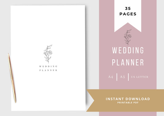 Wedding Planner | Printable Wedding Planner Pages | Printable Planner in three sizes A4,A5, US Letter | Wedding Plan Bundle | Rose Petal