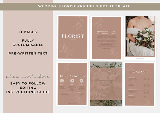 Wedding Florist Pricing Guide -  Welcome guide - Template for Florists - Florist Templates - Guide - Florist Brochure - Marigold