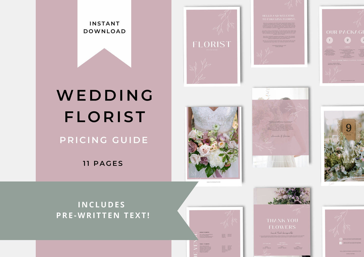 Wedding Florist Pricing Guide -  Welcome guide - Template for Florists - Florist Templates - Guide - Florist Brochure - Magnolia