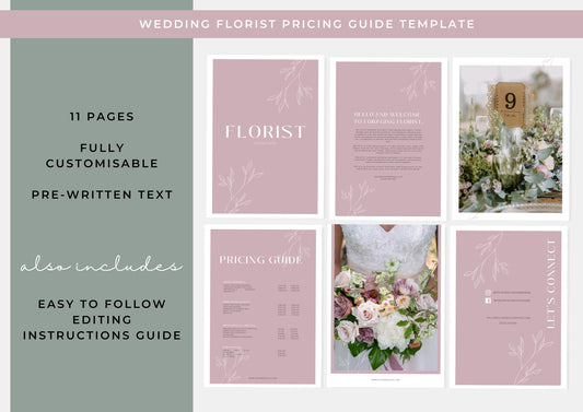 Wedding Florist Pricing Guide -  Welcome guide - Template for Florists - Florist Templates - Guide - Florist Brochure - Magnolia