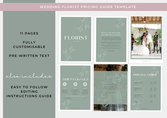 Wedding Florist Pricing Guide -  Welcome guide - Template for Florists - Florist Templates - Guide - Florist Brochure - Orchid