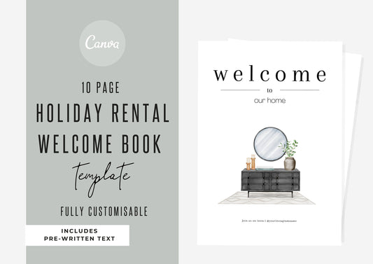 Illustrated Welcome Book Template | Canva Template | AirBnb | Host Guide | Welcome Book | Home Rental Guidebook | Simple and Modern