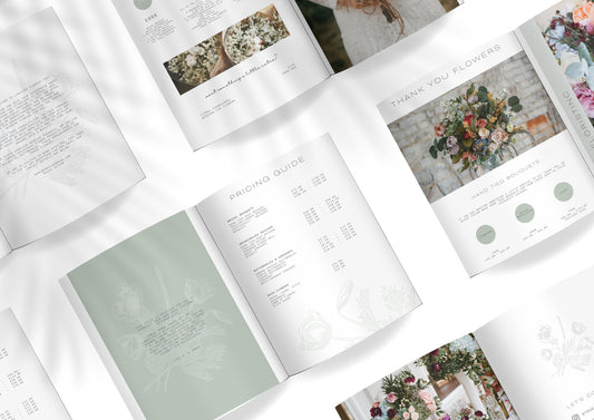 Wedding Florist Pricing Guide , Pricing pages and booklet for Florists, Business Templates for wedding florists. Magnolia