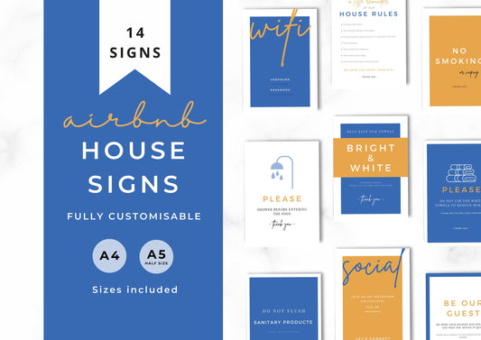 Airbnb House Signs! Stylish Editable Templates for your Airbnb, Key information signs and posters. Perfect Bay