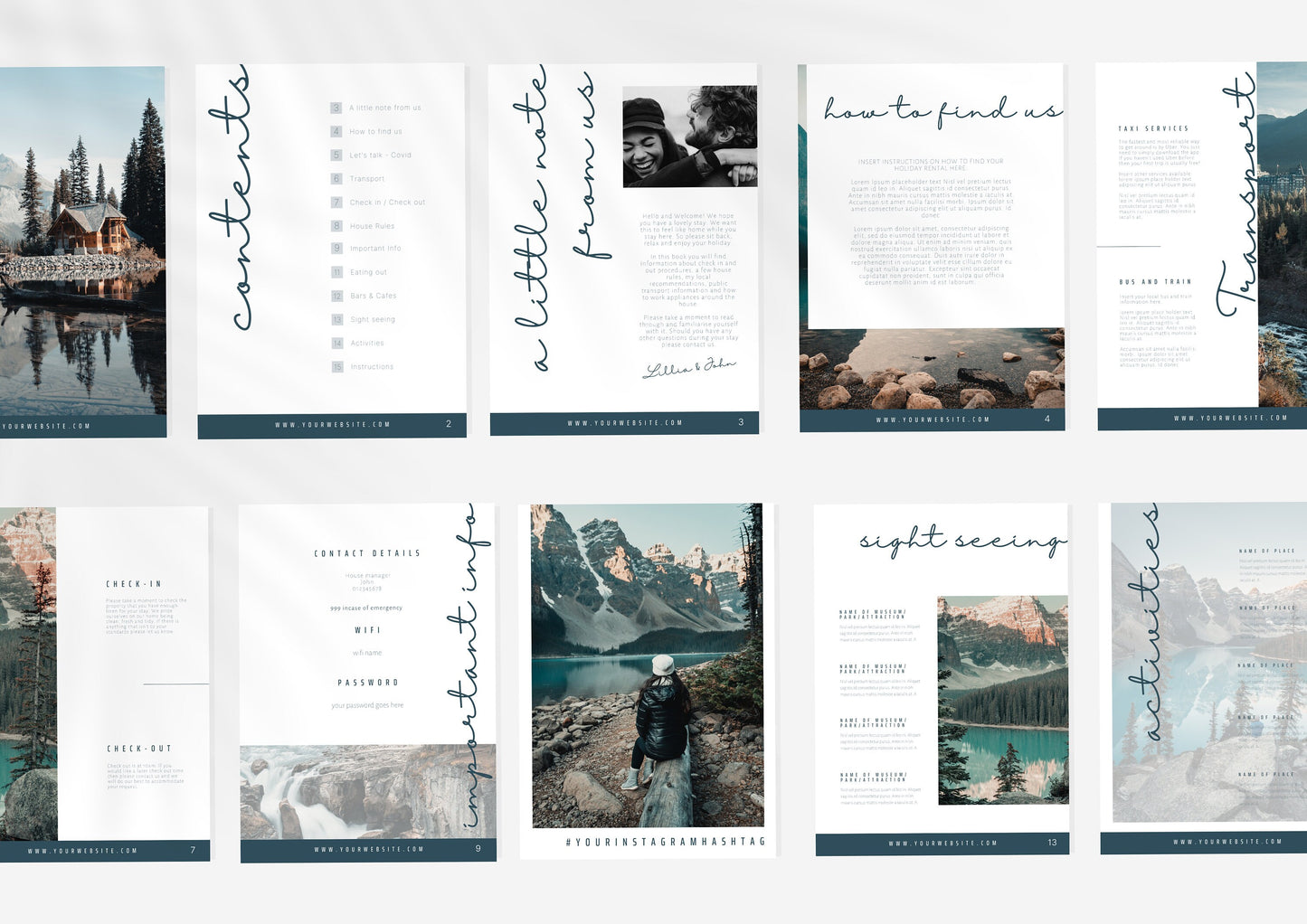 Airbnb Guest Welcome book, fully editable with pre-written text. Moonlit Cove